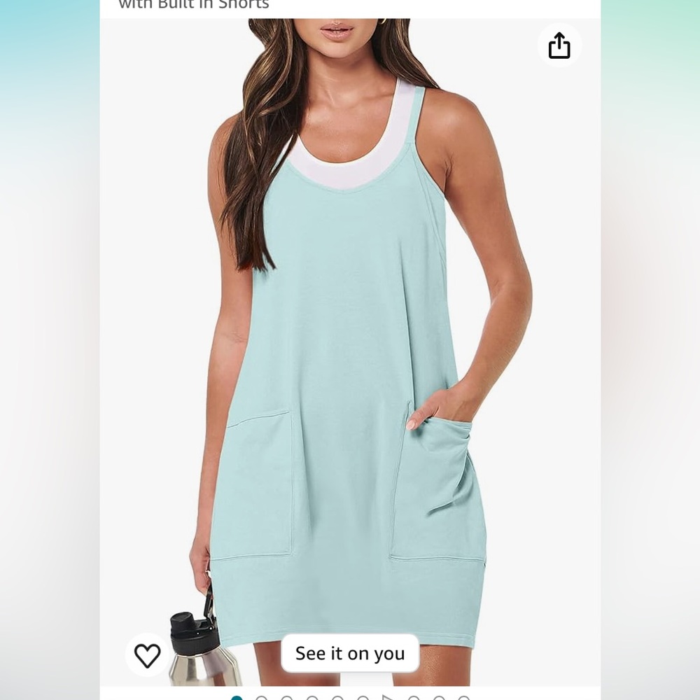 Light Blue Tennis Dress With Built-In Shorts -size XL